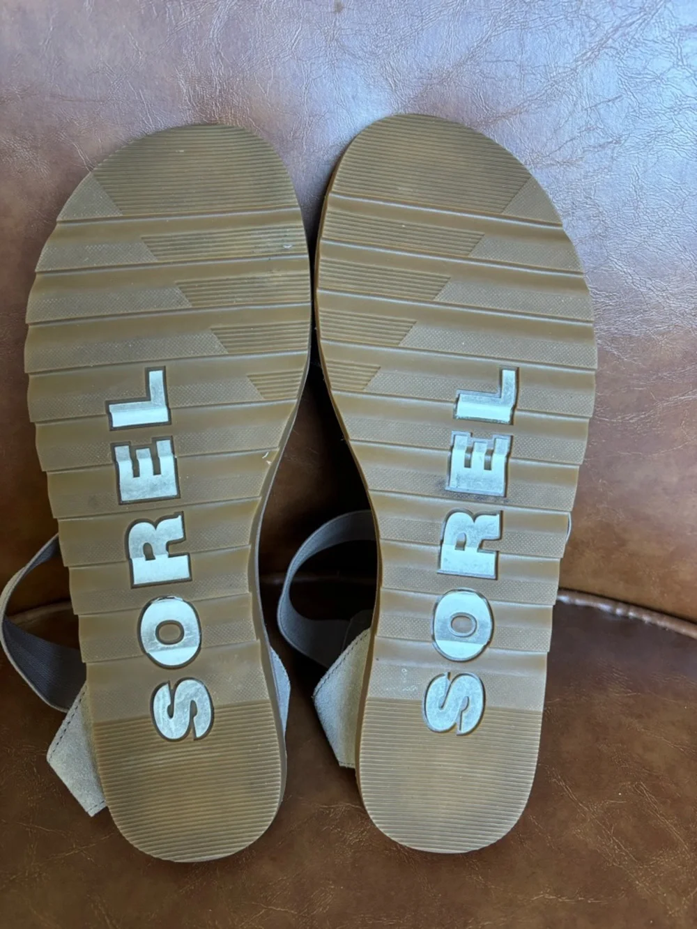 Sorel Ella II Women's Metallic Taupe Elastic Strappy Comfort Sandals W 9.5 - Picture 6 of 7
